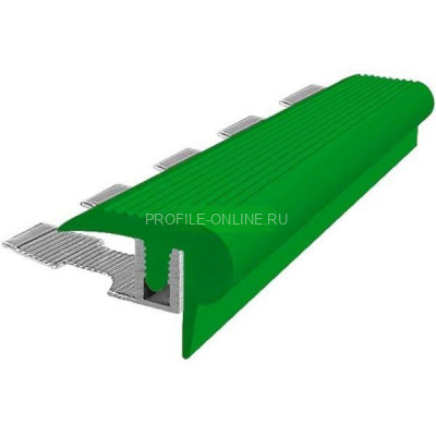 Закладной угловой профиль противоскользящий с резиновой вставкой Fm-8мм зеленый 2,7 м