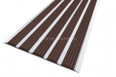 Алюминиевый одноуровневый порог 162 мм с резиновыми вставками АП-162 темно-коричневый 2,7 м