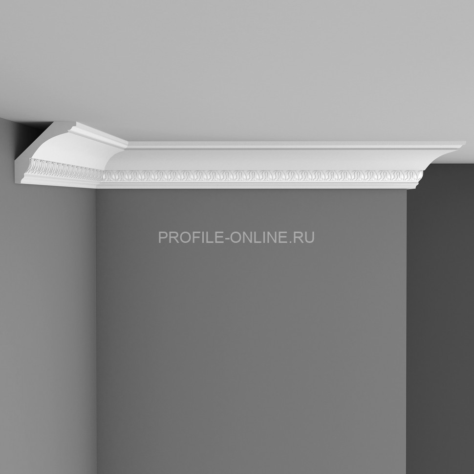 Декоративный плинтус потолочный с рисунком Decomaster D100B Дюропрофиль 69х69х2000 мм белый под покраску