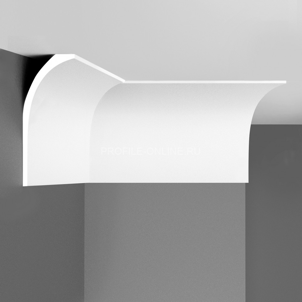 Декоративный плинтус потолочный Decomaster D313 Дюропрофиль 155х61х2000 мм белый под покраску
