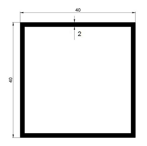 Алюминиевый бокс квадратный 40х40х2 мм 3 м