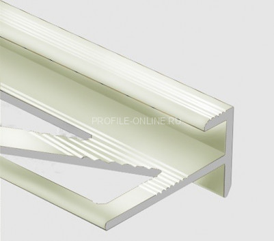 Алюминиевый профиль F-образный с рифлением 10 мм PV53-17 титан блестящий 2,7 м