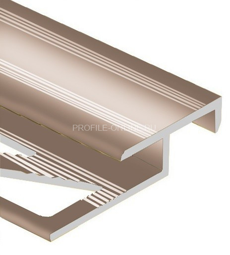 Алюминиевый Т-образный профиль закладной лестничный 20х10 мм PV51-07 бронза блестящая 2,7 м