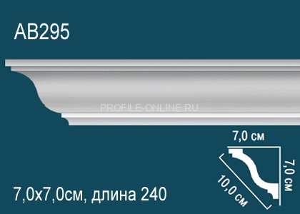 Гладкий потолочный плинтус Перфект AB295 белого цвета из полиуретана 70х100х70 мм 240 см
