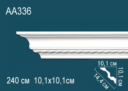 Потолочный плинтус с орнаментом Перфект AA336 белый из полиуретана 101х144х101 мм 240 см