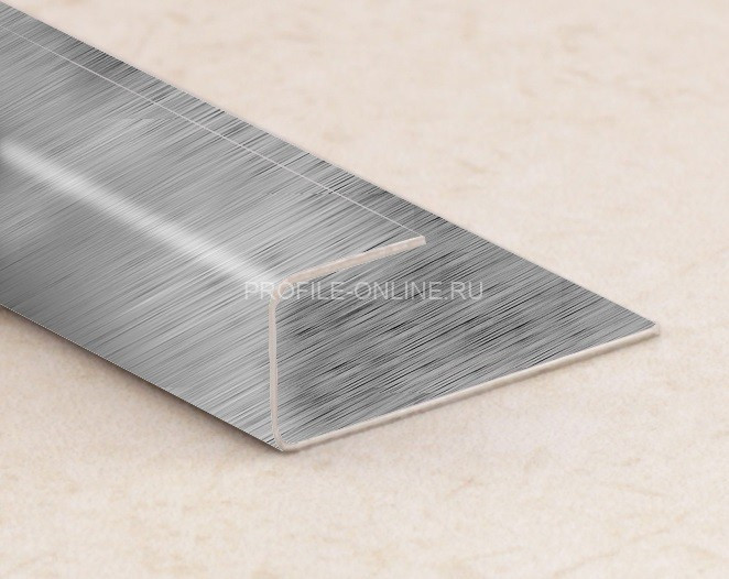 П-профиль окантовочный из нержавеющей стали SB203-8H серебро глянец браш 2,7 м