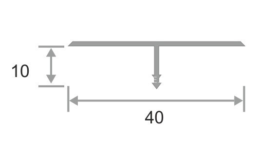 Т-образный профиль алюминиевый 40 мм ПТ-40 серебро матовое 2,7 м