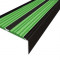 Алюминиевый противоскользящий угловой порог 70х22 мм с резиновыми вставками АУ-70-Анод черный-зеленый 3 м