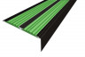 Алюминиевый противоскользящий угловой порог 70х22 мм с резиновыми вставками АУ-70-Анод черный-зеленый 3 м