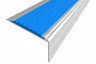 Алюминиевый угловой противоскользящий порог с резиновой вставкой 26х50 мм АУ-50-Анод серебро-синий 3 м