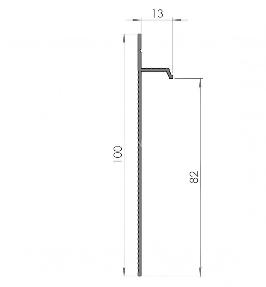 Плинтус под гипсокартон из алюминия 100х14 мм Диал 9145 без покрытия 3 м