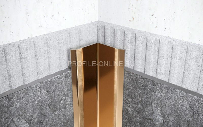 Нержавеющий уголок стальной внутренний с загнутыми краями 40х40 мм FV 40 GP золото полированное 300 см