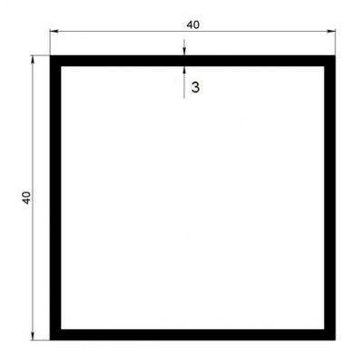 Алюминиевый бокс квадратный 40х40х3 мм 3 м