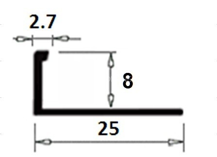 Латунный L-профиль гибкий TRD 80 OC 8 хром 2,7м