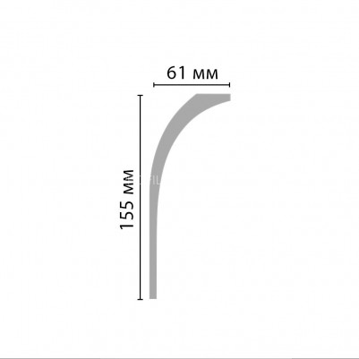 Плинтус потолочный гладкий DECOMASTER D313ДМ (155x61x2000) ударопрочный, белый, под покраску