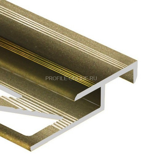 Алюминиевый Т-образный профиль закладной лестничный 20х10 мм PV51-08 шампань матовая 2,7 м
