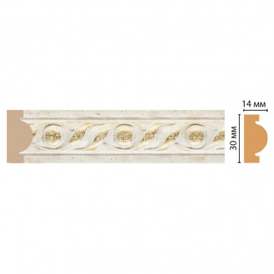 Молдинг Молочный с золотом DECOMASTER 157-41 ДМ (30x13x2400)