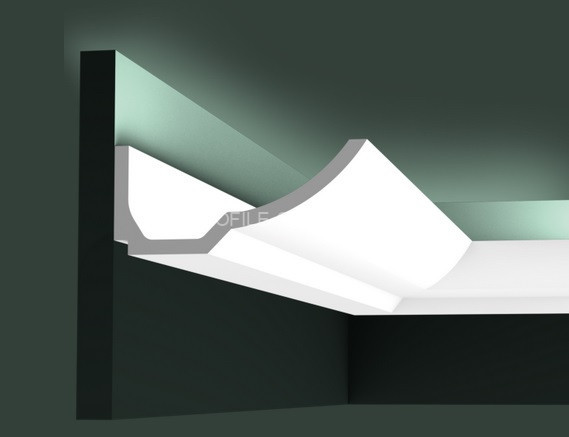 Потолочный плинтус для скрытой подсветки Orac Decor C351 белого цвета из полиуретана 74х173 мм 200 см