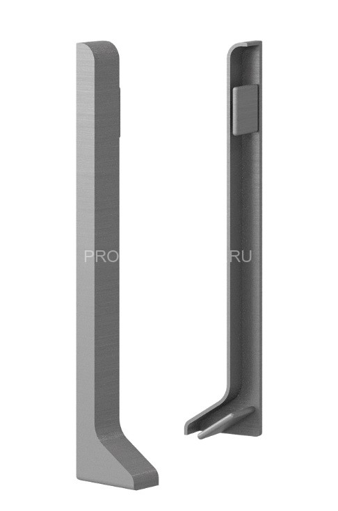 Алюминиевый комплект заглушек для плинтуса Laconistiq Adhesive 80 (левая+правая) серебро 80х10 мм