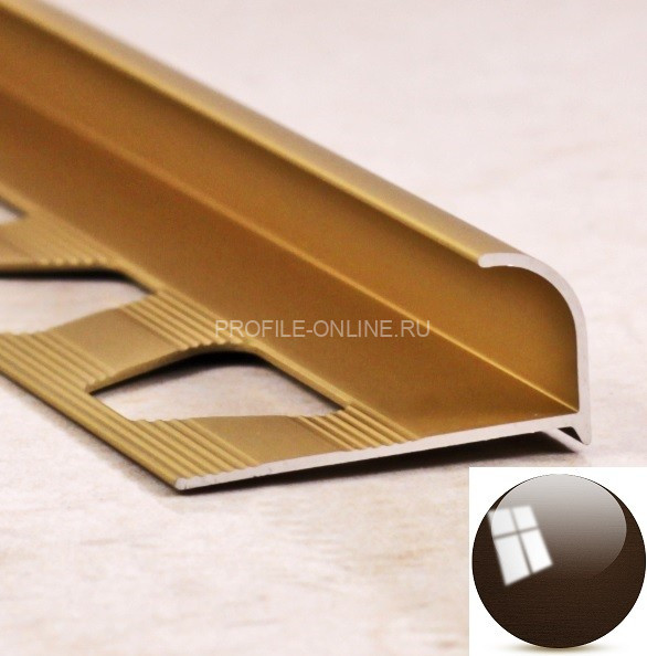 Алюминиевый С-профиль для плитки 10 мм ПО-10 бронза глянец браш 2,7 м
