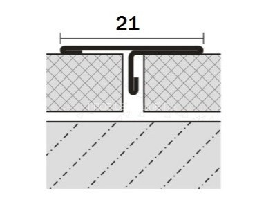 Нержавеющий Т-профиль стальной ST210-1B-21W серебро глянец 2,7 м