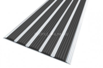 Алюминиевый одноуровневый порог 162 мм с резиновыми вставками АП-162 черный 2,7 м