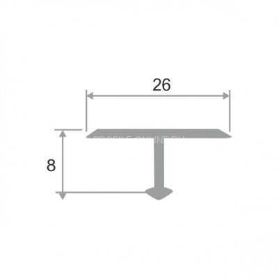 Алюминиевый Т-образный профиль 26 мм ПТ-26 светло-серый муар 2.7 м