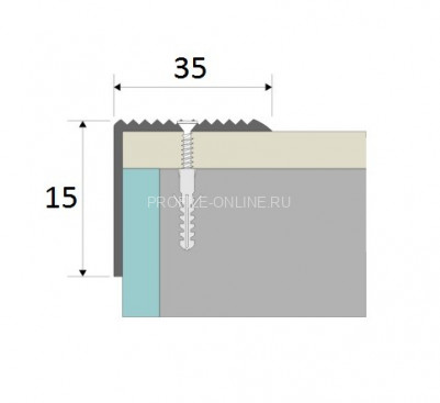 Угловой порог 35х15 мм Cezar LSS L с рифлением латунь полированная 3,3 м