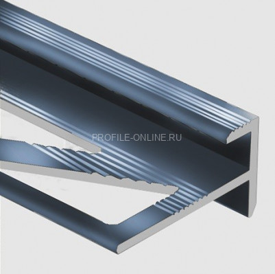 Алюминиевый профиль F-образный с рифлением 10 мм PV53-19 черный блестящий 2,7 м
