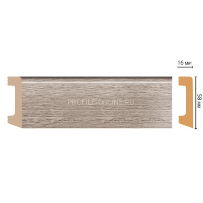 Напольный плинтус DECOMASTER D234-77ДМ (58x16x2400) Дуб капучино, ударопрочный полимер