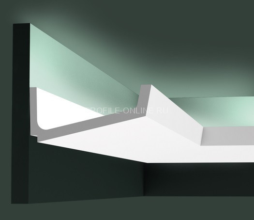 Потолочный плинтус для скрытой подсветки Orac Decor C352 белого цвета из полиуретана 76х171 мм 200 см