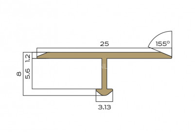Латунный Т-образный профиль плоский 25 мм NEEXY PVL38-05 ANTCL антик медь светлая 2.7м