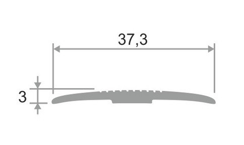 Алюминиевый порог одноуровневый с рифлением 37 мм ПО-37 серебро глянец 2,7 м