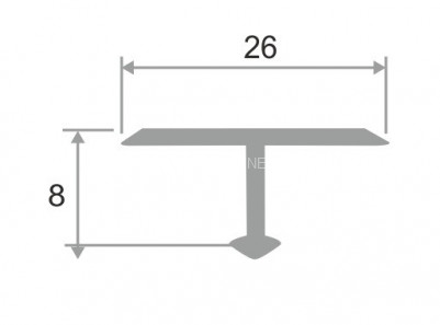 Т-профиль алюминиевый 26 мм ПТ-26 серебро глянец браш 2,7 м