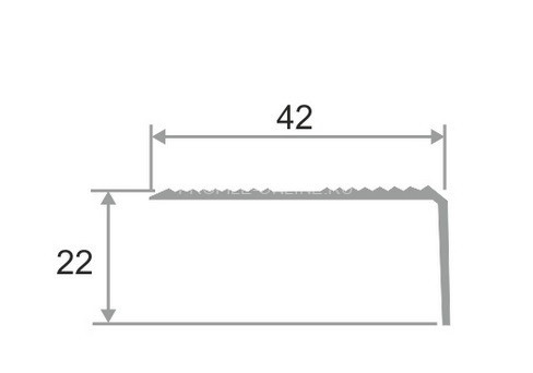 Алюминиевый порог угловой с рифлением 40х20 мм ПО-40х20 золото глянец 2,7 м