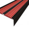 Алюминиевый противоскользящий угловой порог 70х22 мм с резиновыми вставками АУ-70-Анод черный-красный 3 м