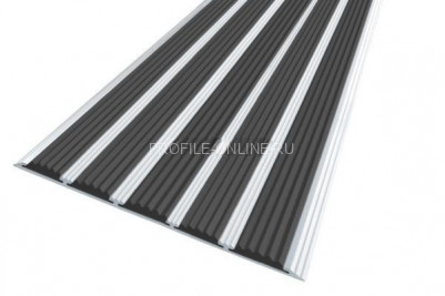 Алюминиевый одноуровневый порог 162 мм с резиновыми вставками АП-162 черный 3 м