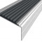 Алюминиевый угловой противоскользящий порог с резиновой вставкой 26х50 мм АУ-50-Анод серебро-черный 3 м