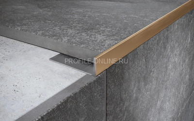 Нержавеющий L-образный профиль стальной 12 мм FG 12 GS золото сатинированное 270 см