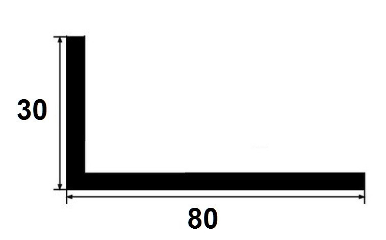 Латунный уголок разнополочный 80х30 PL 80x30 ON полированный 3м
