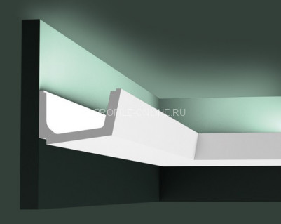 Потолочный плинтус для скрытой подсветки Orac Decor C357 белого цвета из полиуретана 71х110 мм 200 см