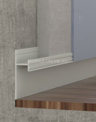 Алюминиевый теневой плинтус скрытого монтажа с подсветкой LED ПО-195 без покрытия 2,7 м