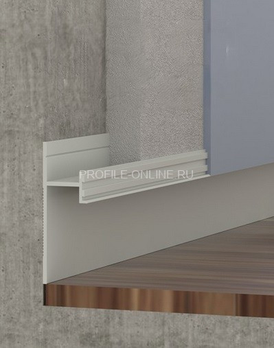 Алюминиевый теневой плинтус скрытого монтажа с подсветкой LED ПО-195 без покрытия 2,7 м