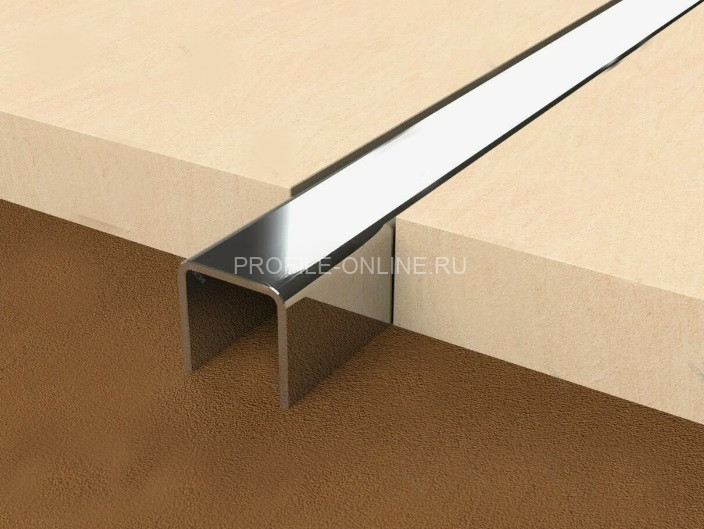 П-профиль из нержавеющей стали SUP010 серебро глянец 2,7 м