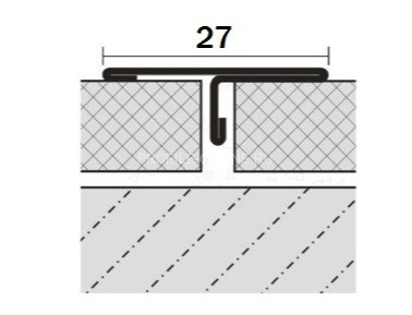 Нержавеющий Т-профиль стальной ST210-1B-27W серебро глянец 2,7 м