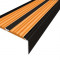 Алюминиевый противоскользящий угловой порог 70х22 мм с резиновыми вставками АУ-70-Анод черный-оранжевый 3 м