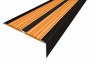 Алюминиевый противоскользящий угловой порог 70х22 мм с резиновыми вставками АУ-70-Анод черный-оранжевый 3 м
