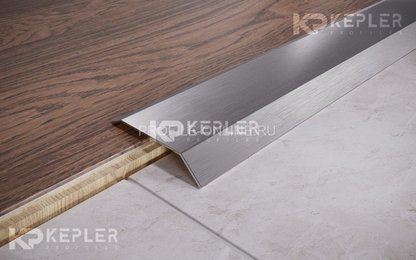 Нержавеющий разноуровневый порог стальной 66x15 мм FAP 15 M сатинированная сталь 270 см