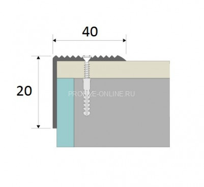 Угловой порог 40х20 мм Cezar LSSR с рифлением L латунь полированная 1,8 м