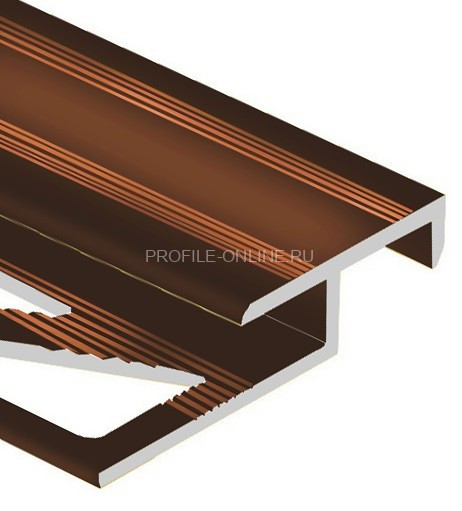 Алюминиевый Т-образный профиль закладной лестничный 20х10 мм PV51-11 коричневый блестящий 2,7 м